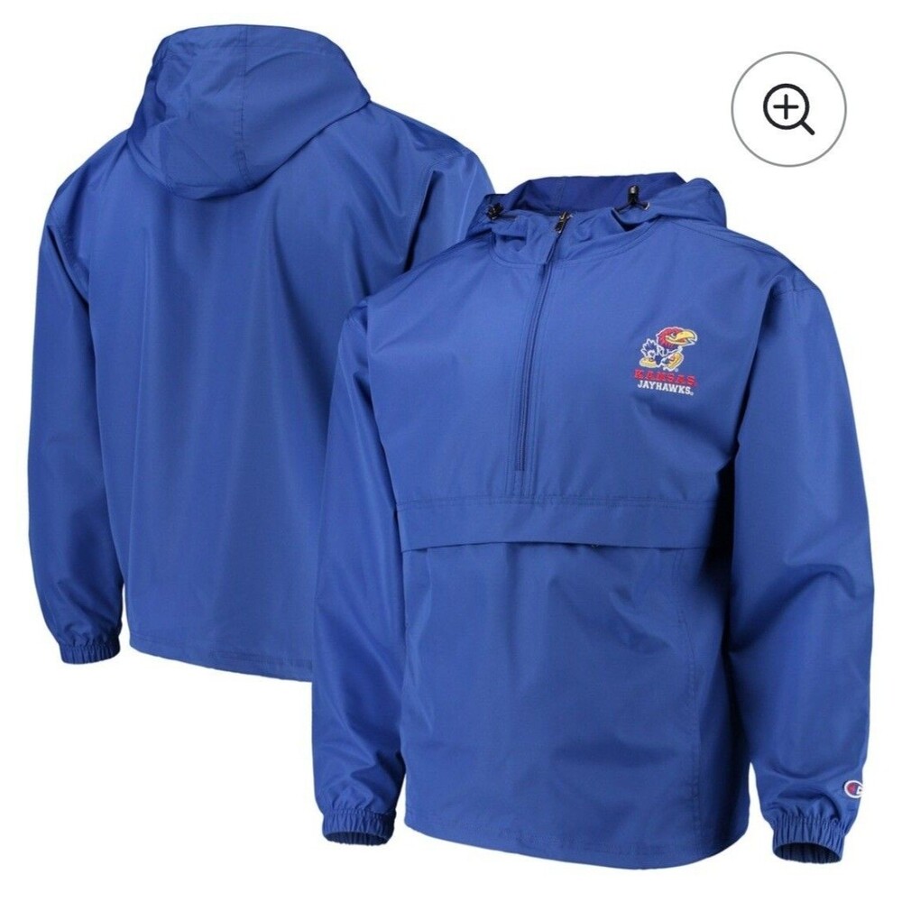Champion Kansas Jayhawks Half Zip Windbreaker Size M